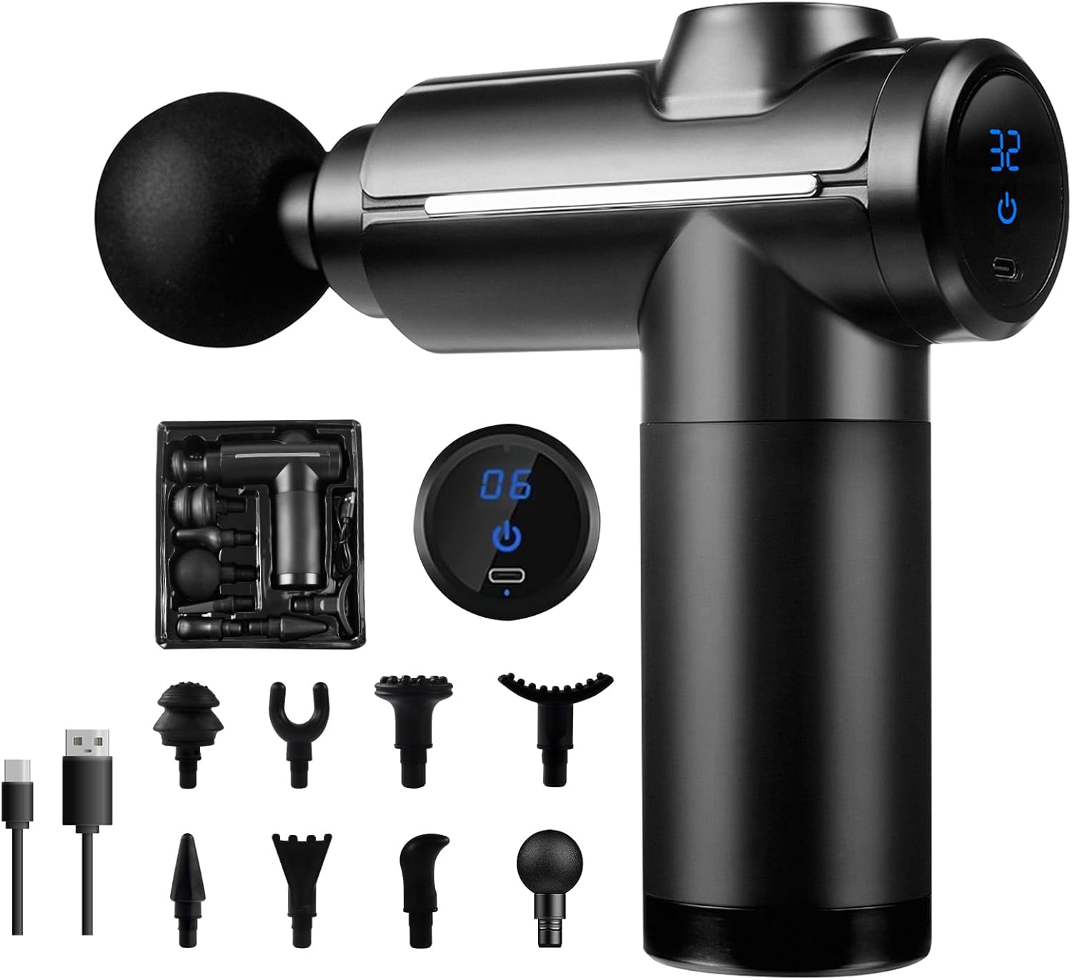 Massage Gun Percussion Deep Tissue - مسدس تدليك للأنسجة العميقة، 32 سرعة